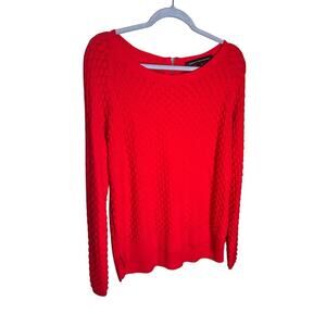 French Connection Wool Blend Sweater Oopen Knit Red Womens Size Medium NEW